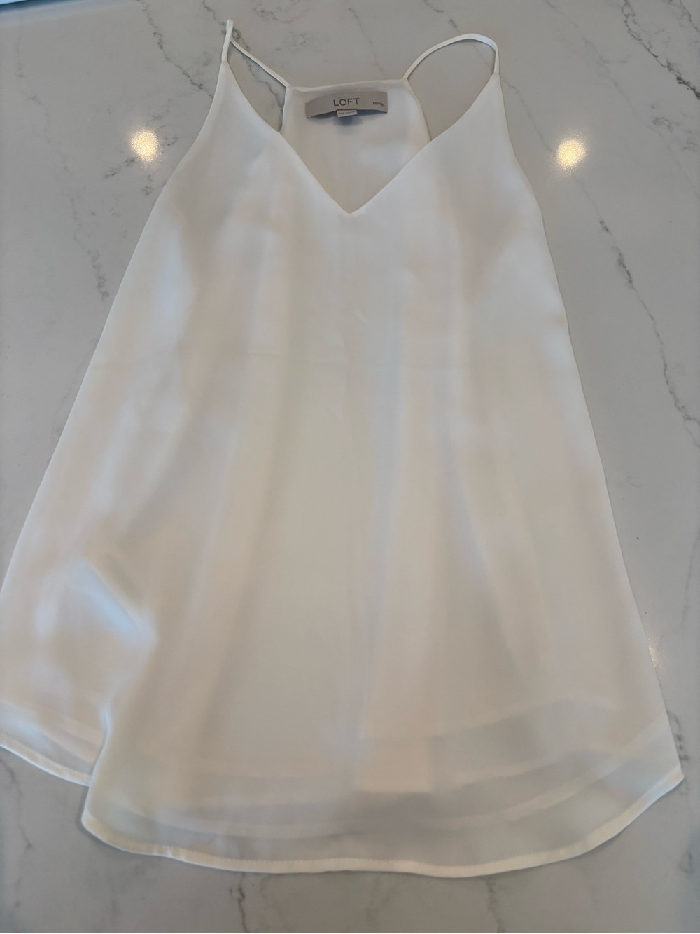 LOFT White V-Neck Spaghetti Strap Tank Top CT - Picture 3 of 9